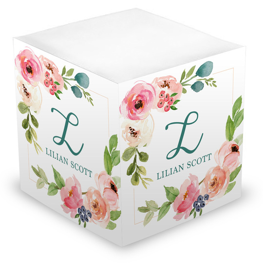 Corner Rose Sprig Sticky Memo Cube